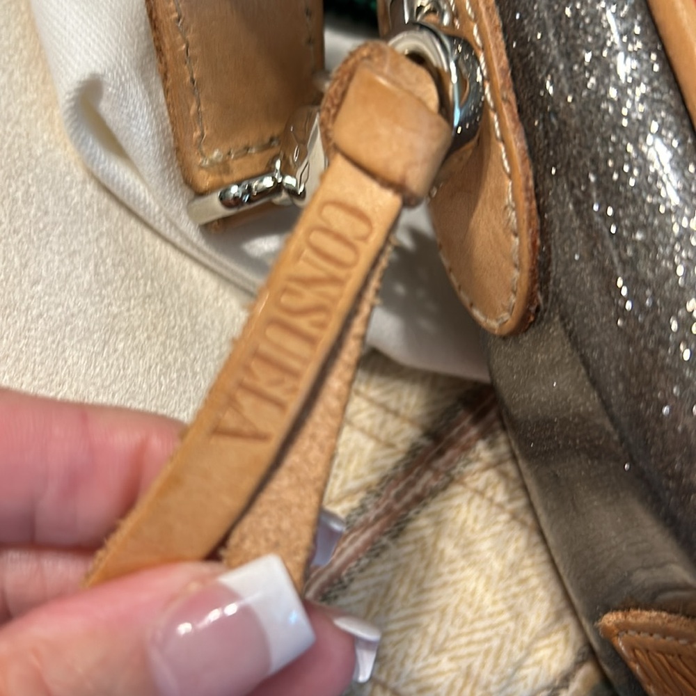 2 Dif sides Consuela Adrian Glitter Luncheon crossbody with matching card/wallet - Picture 5 of 16